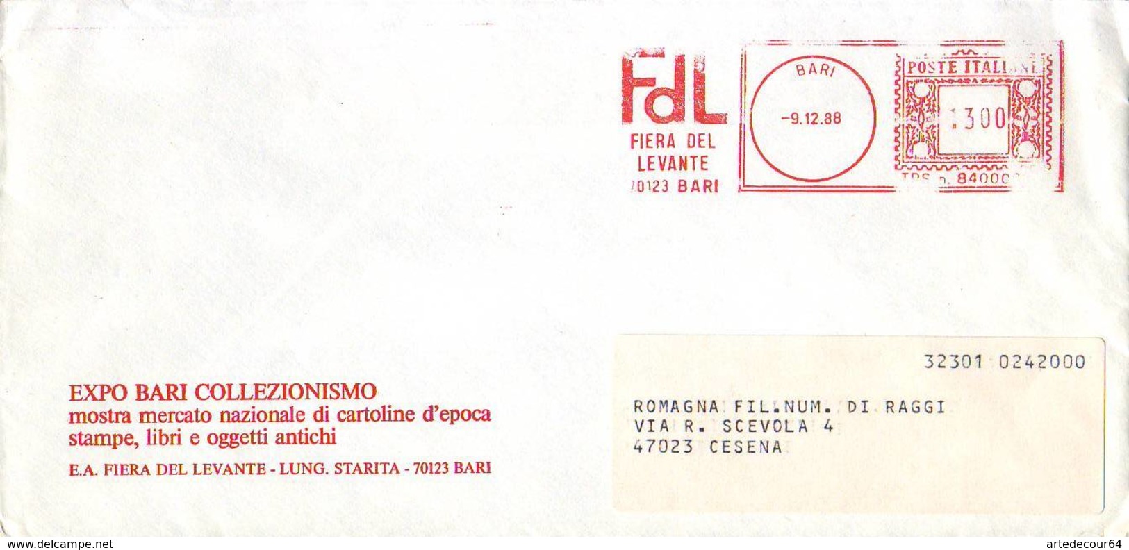 Affrancatura Meccanica Rossa - Fiera Del Levante - Bari 1988 - Macchine Per Obliterare (EMA)