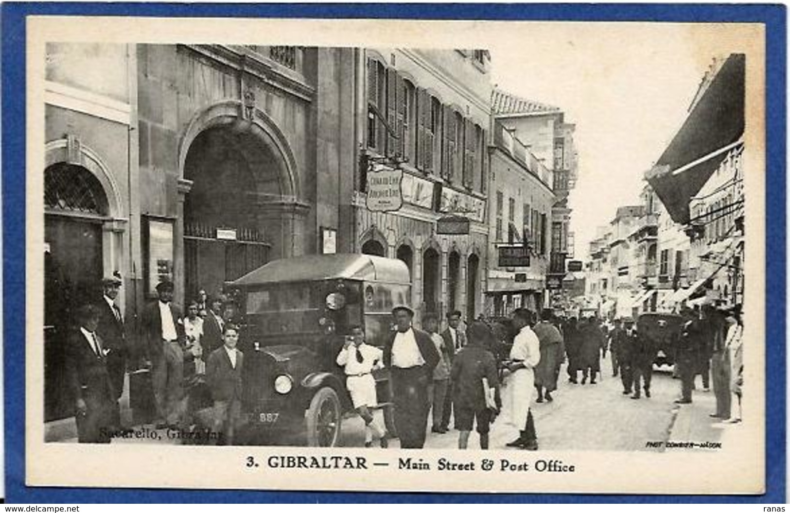 CPA Gibraltar Voiture Automobile Commerces Shop Angleterre Espagne Postes Courrier Non Circulé - Gibilterra