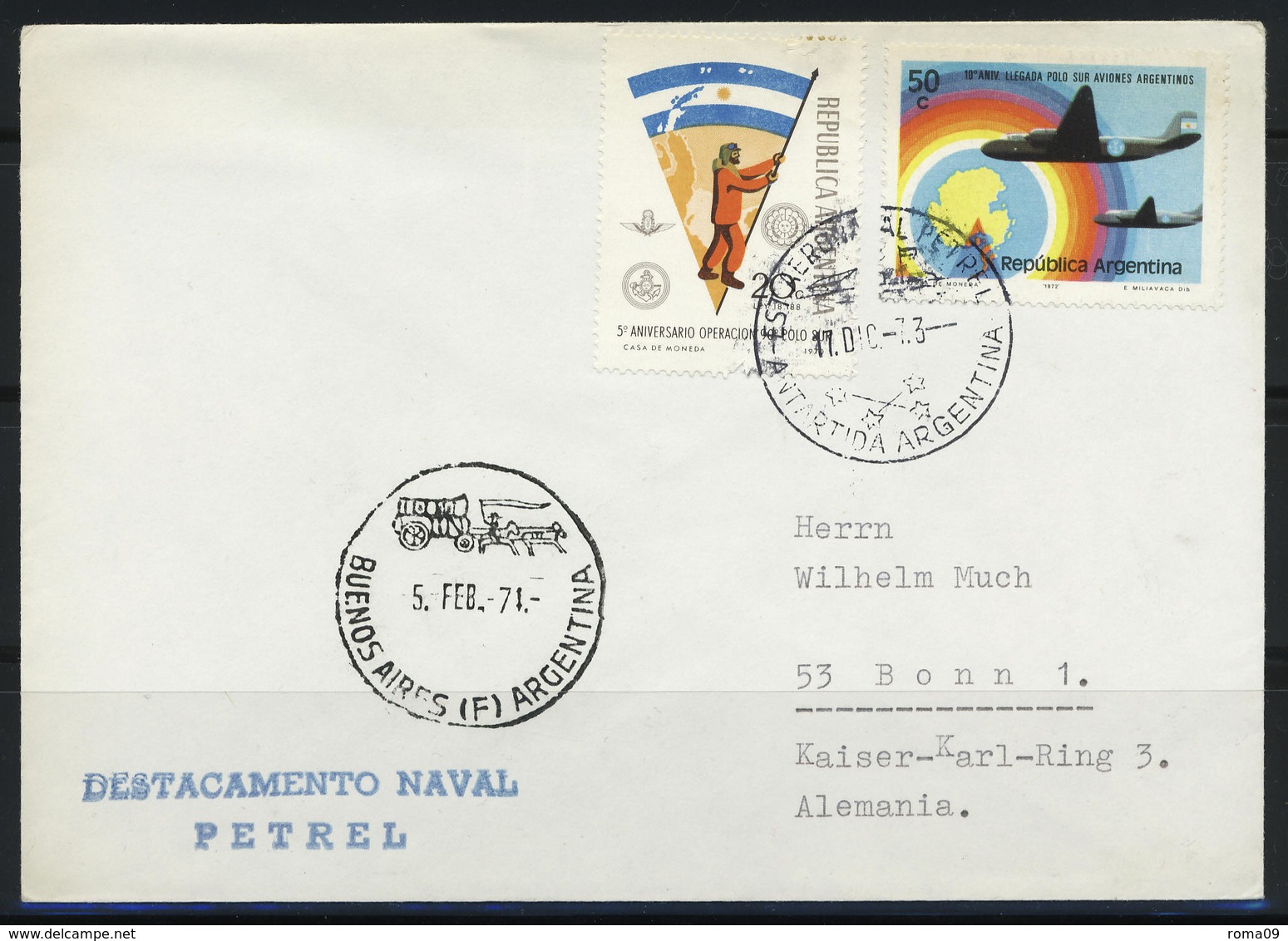 Argentinien, Antarktisstation "Desacamento Naval Petrel" 1973, MiNr. 1078 + 1141; B-502 - Forschungsstationen