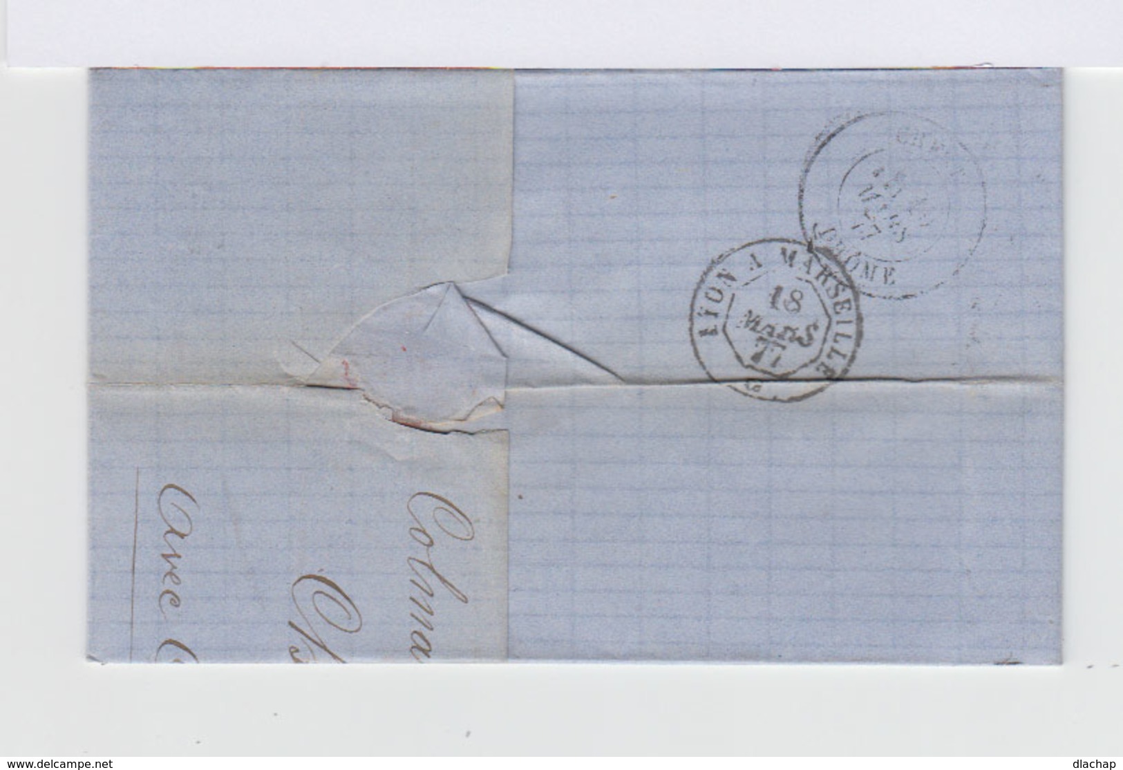 Sur Lettre Avec Correspondance Paire Empire 10 P. Rose Carmin. CAD Colmar 1877. (636) - Autres & Non Classés