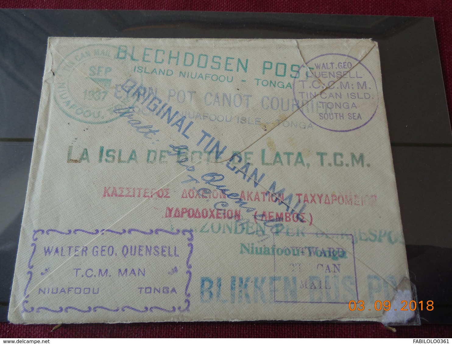 Lettre Delivree En Canoe A Destination De Niuafoou Isle Tonga 1937 ( Tin Can Mail) - Tonga (...-1970)