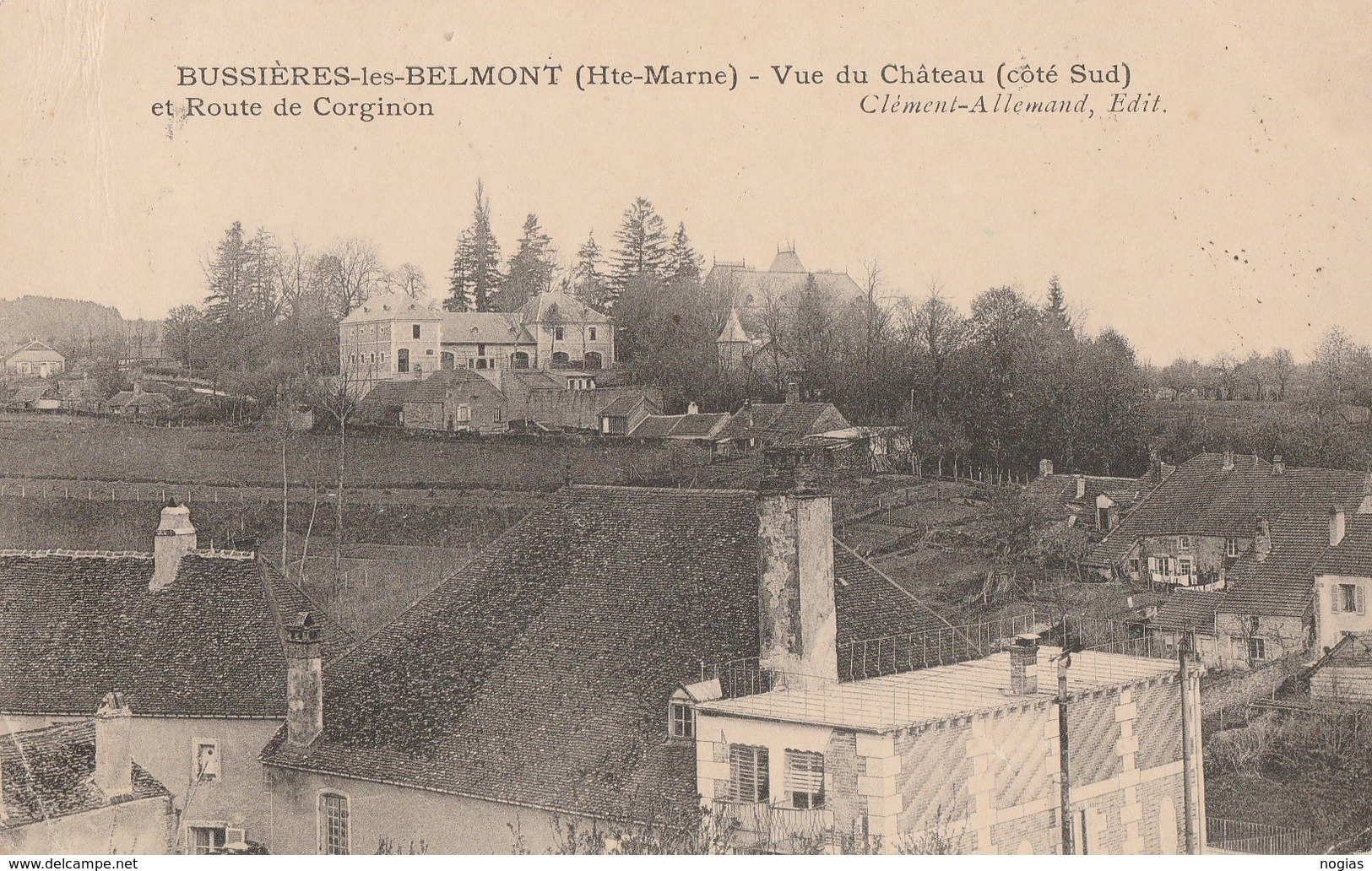 BUSSIERES LES BELMONT - BELLE CARTE D'UNE VUE DU CHATEAU ( COTE SUD ) ET ROUTE DE CORGINON - - Autres & Non Classés