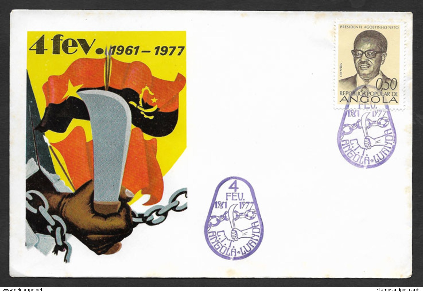 Angola Cachet Commémoratif Anniversaire Lutte Armée Indépendance 1977 Event Postmark  Independence War Anniversay - Angola