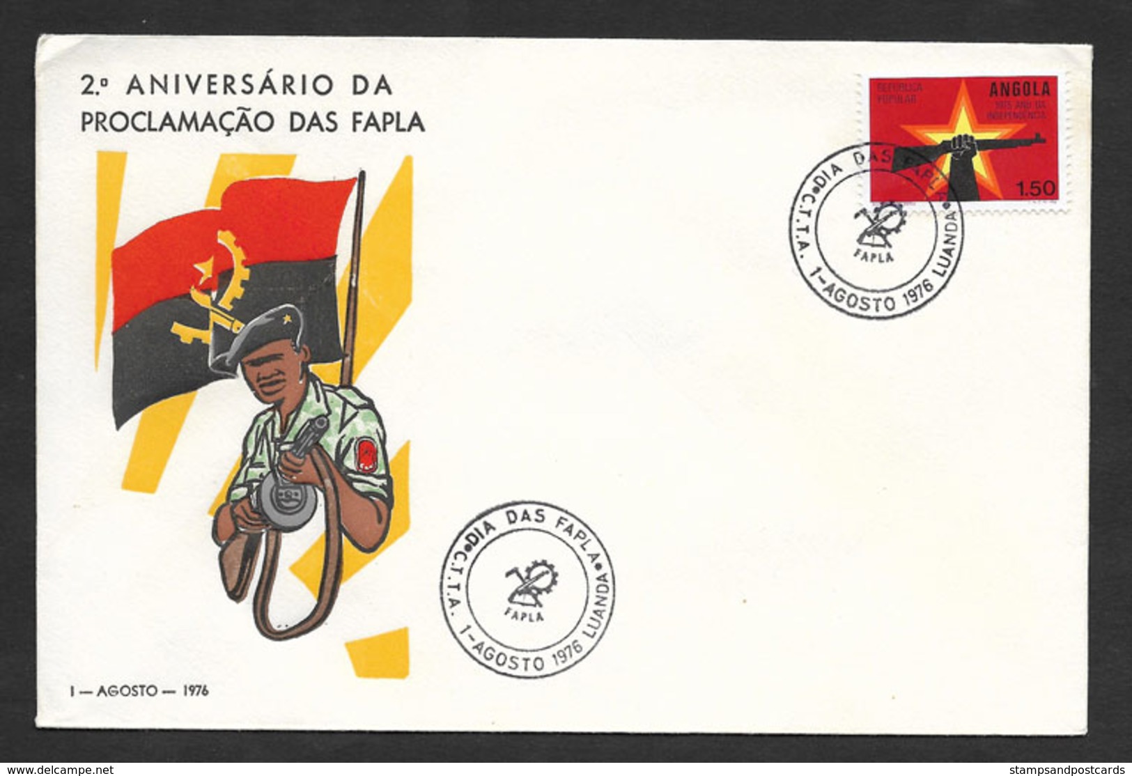 Angola Cachet Commémoratif Anniversaire FAPLA Armée Indépendance 1976 Event Postmark Independence Army Anniversay - Angola