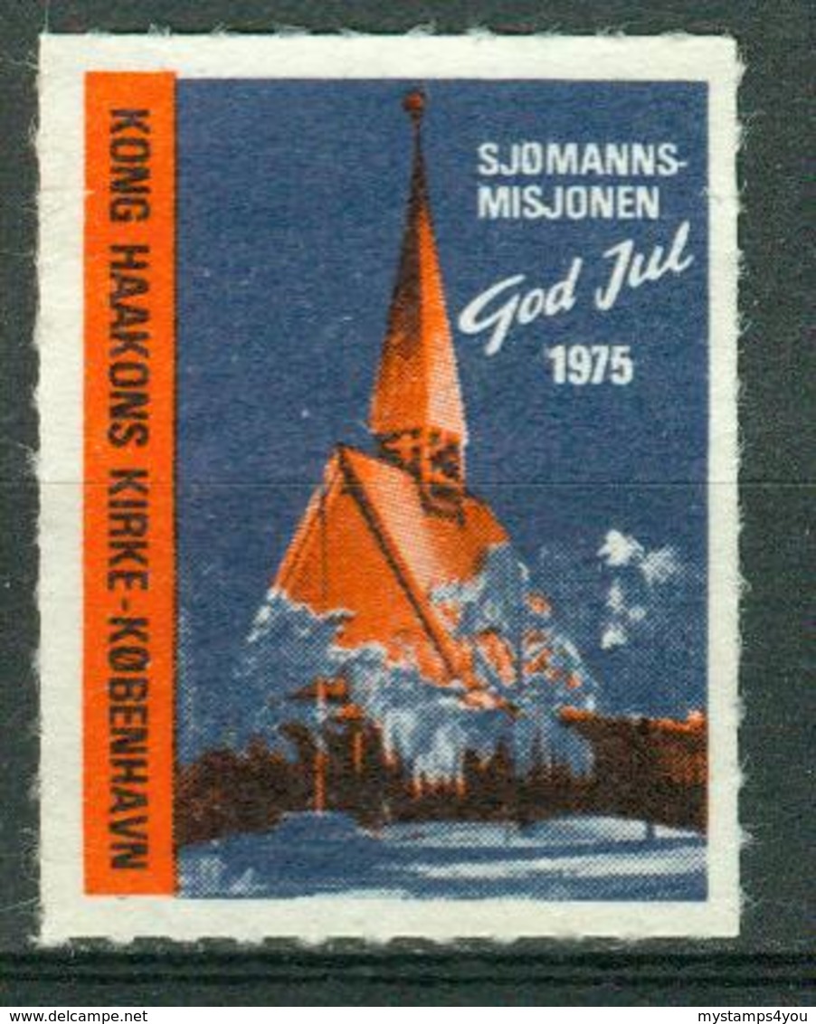 VI Vignette Denmark 1975 | Christmas Label, Norwegian Seamen's Church In Copenhagen Denmark (Kong Haakon Kirke) - Erinnofilia