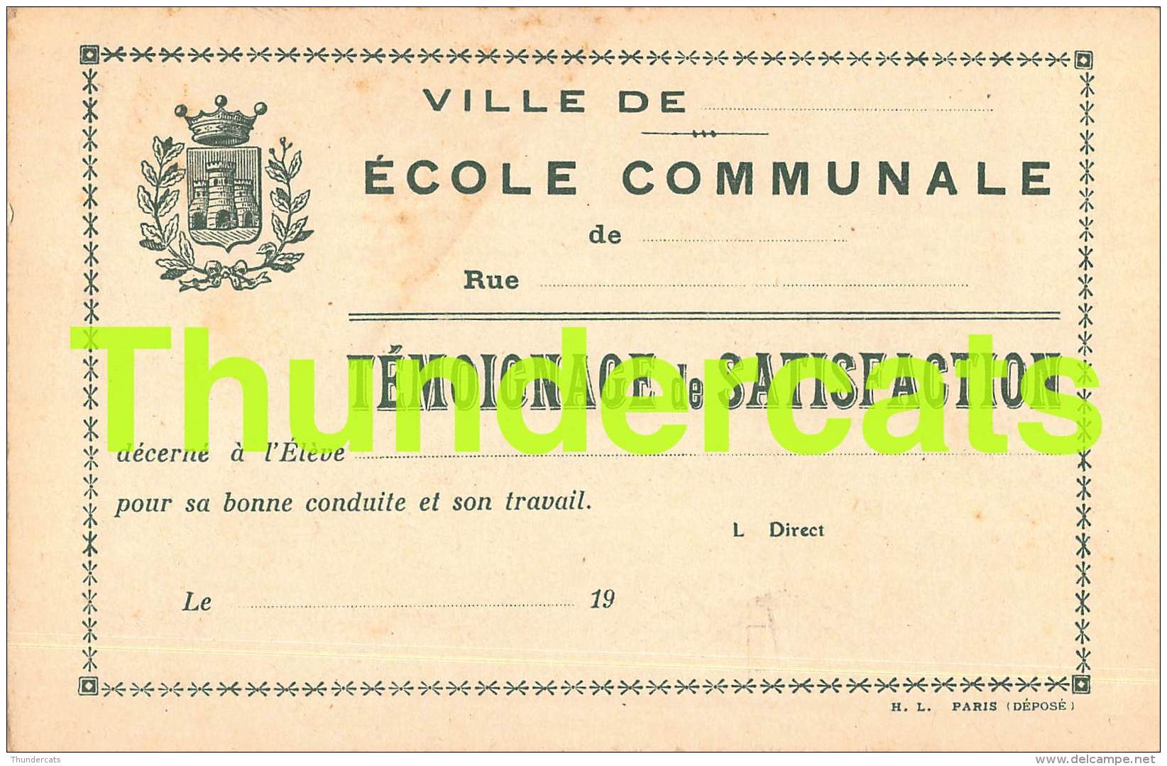 CPA LITHO ART NOUVEAU ECOLE COMMUNALE TEMOIGNAGE DE SATISFACTION H L PARIS ENFANTS CHILDREN - Ecoles