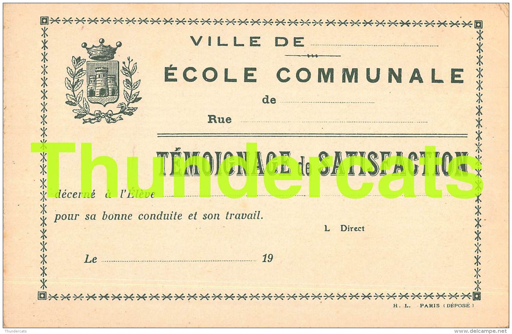 CPA LITHO ART NOUVEAU ECOLE COMMUNALE TEMOIGNAGE DE SATISFACTION H L PARIS ENFANTS CHILDREN - Schulen