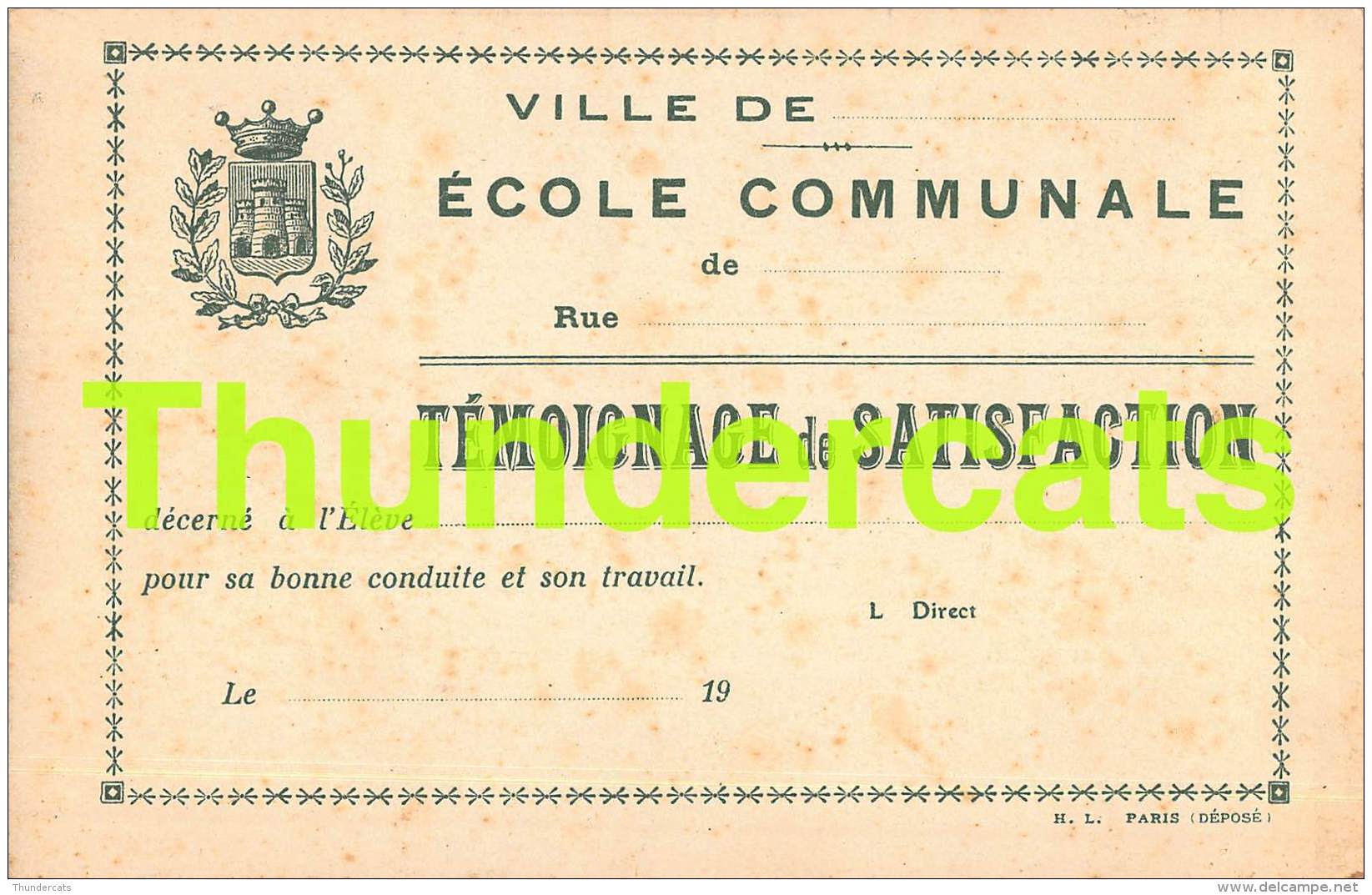 CPA LITHO ART NOUVEAU ECOLE COMMUNALE TEMOIGNAGE DE SATISFACTION H L PARIS ENFANTS CHILDREN - Ecoles