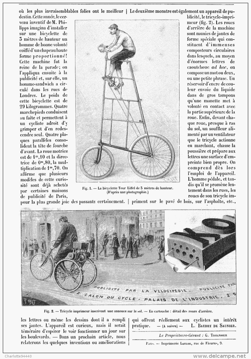 CYCLES 2eme SALON EXPOSITION FRANCAISE INTERNATIONALE Du VELOCIPEDE  1895 - Other & Unclassified