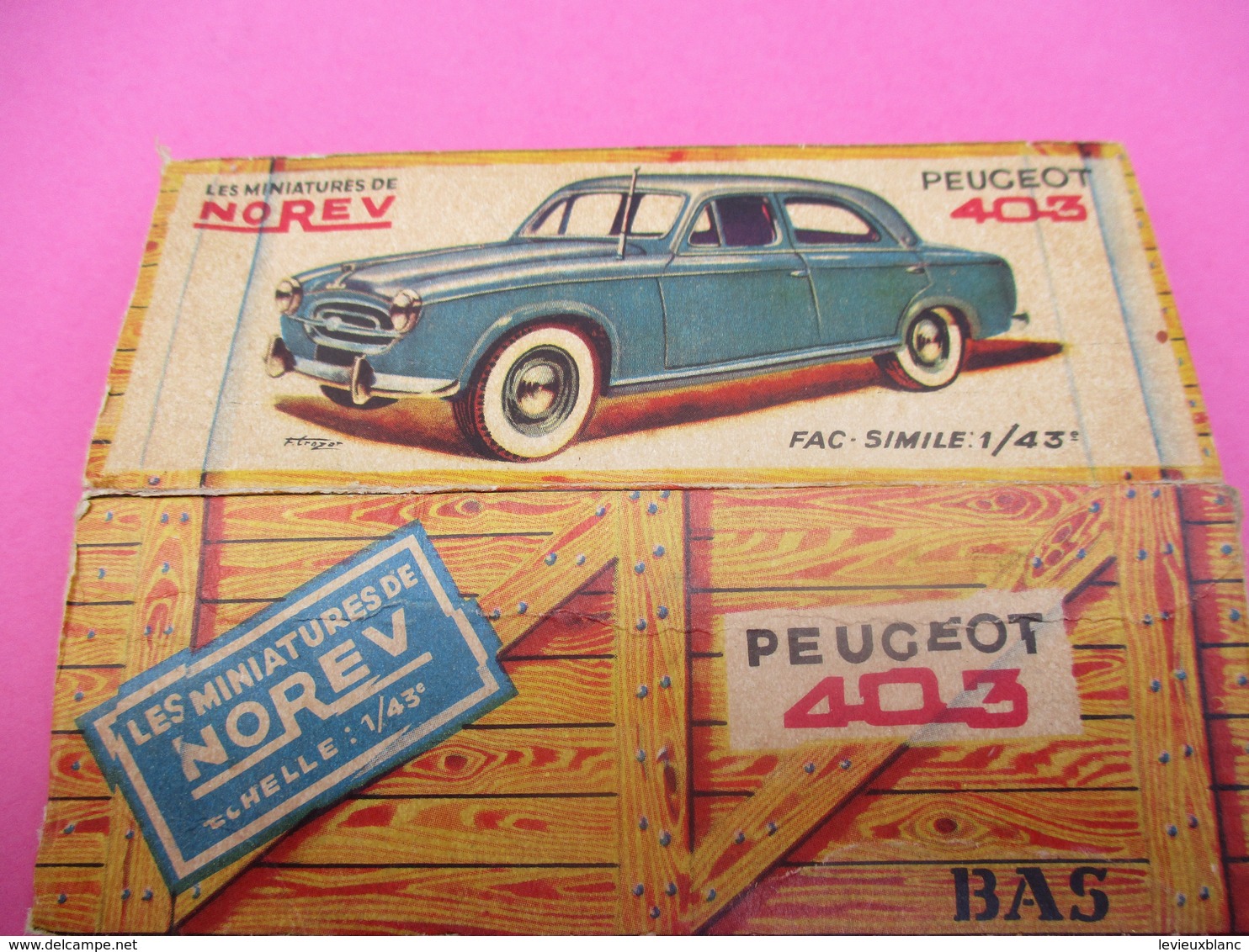 NOREV/ Boite Carton Ancienne Vide ( Manque Abattants De Côtés)/ 403 Peugeot /1-43éme/Miniature/1955-60   VOIT42 - Other & Unclassified