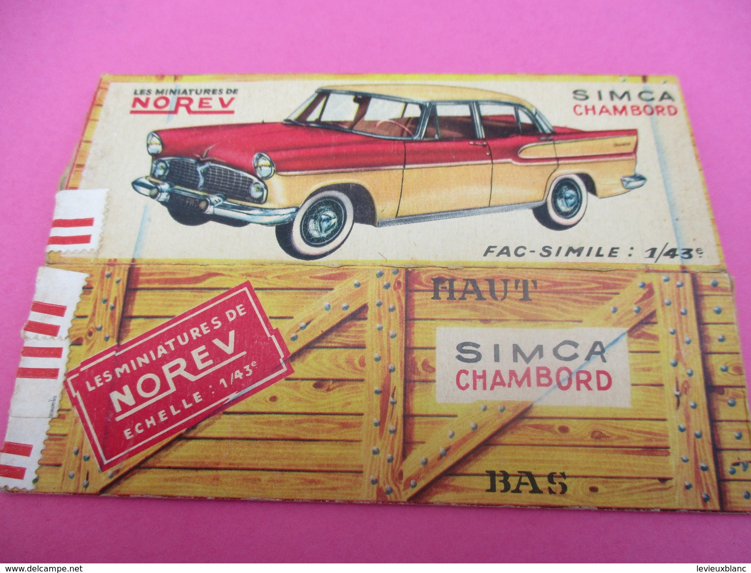 NOREV/ Boite Carton Ancienne Vide ( Manque Abattants De Côtés)/ CHAMBORD Simca /1-43éme/Miniature/1955-60   VOIT43 - Andere & Zonder Classificatie