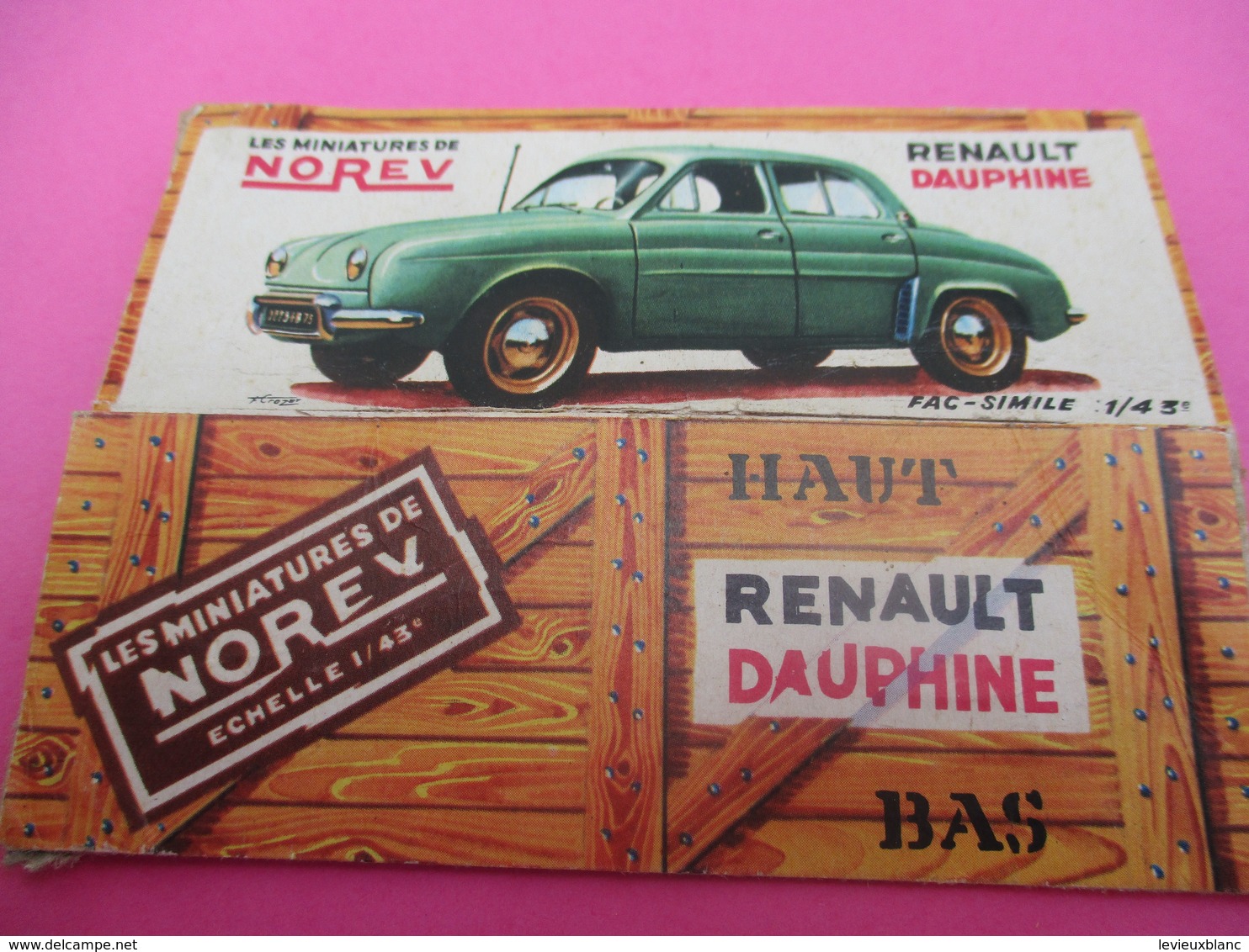 NOREV/ Boite Carton Ancienne Vide ( Manque Abattants De Côtés)/DAUPHINE Renault /1-43éme/Miniature/1955-60   VOIT44 - Otros & Sin Clasificación