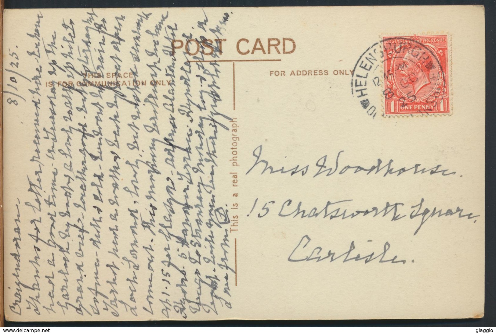 °°° 11766 - SCOTLAND - PORTINCAPLE , LOCH LONG - 1925 With Stamps °°° - Dunbartonshire