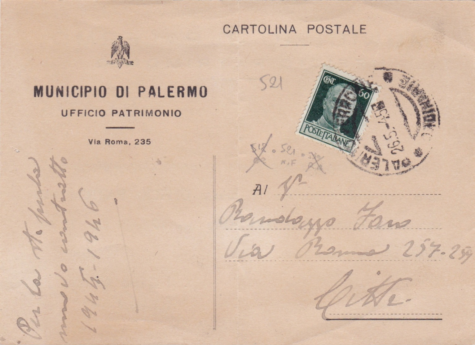 STORIA POSTALE PERIODO LUOGOTENENZA POSTA REGOLARMENTE VIAGGIATA O SERVIZI - Storia Postale