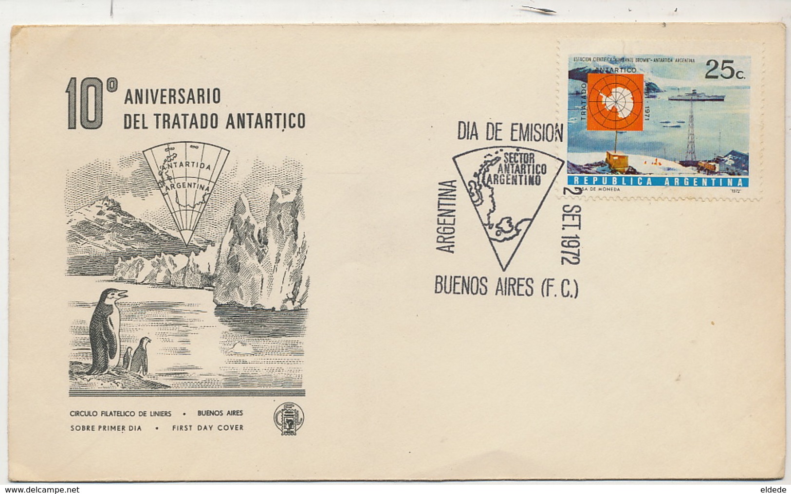 Enveloppe 1 Er Jour 10 Anniversaire Du Traité Antartique  Buenos Aires 1972 - TAAF : Franz. Süd- Und Antarktisgebiete