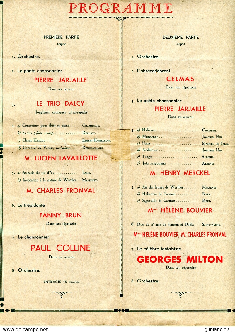 71 MONTCEAU Les MINES 1946 Galas Au Profit Des Sinistrés De LUTTERBACH Programme Aide Après Bombardement De La Ville - Programme