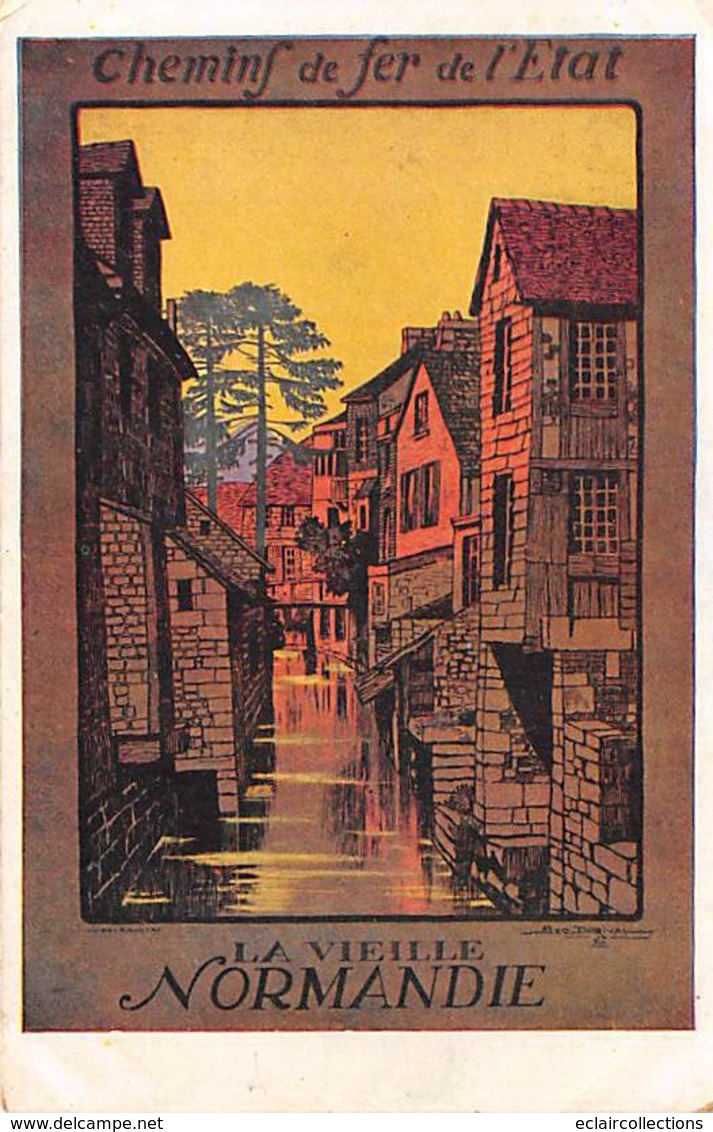 Publicité   Affiche De Chemin De Fer  De L'Etat. La Vieille Normandie Illustrée Par:Géo Dorival     (voir Scan) - Publicité