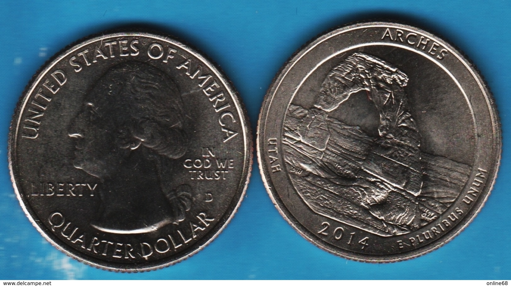 USA ¼ Dollar Washington Quarter 2014 D ARCHES UTAH - 2010-...: National Parks
