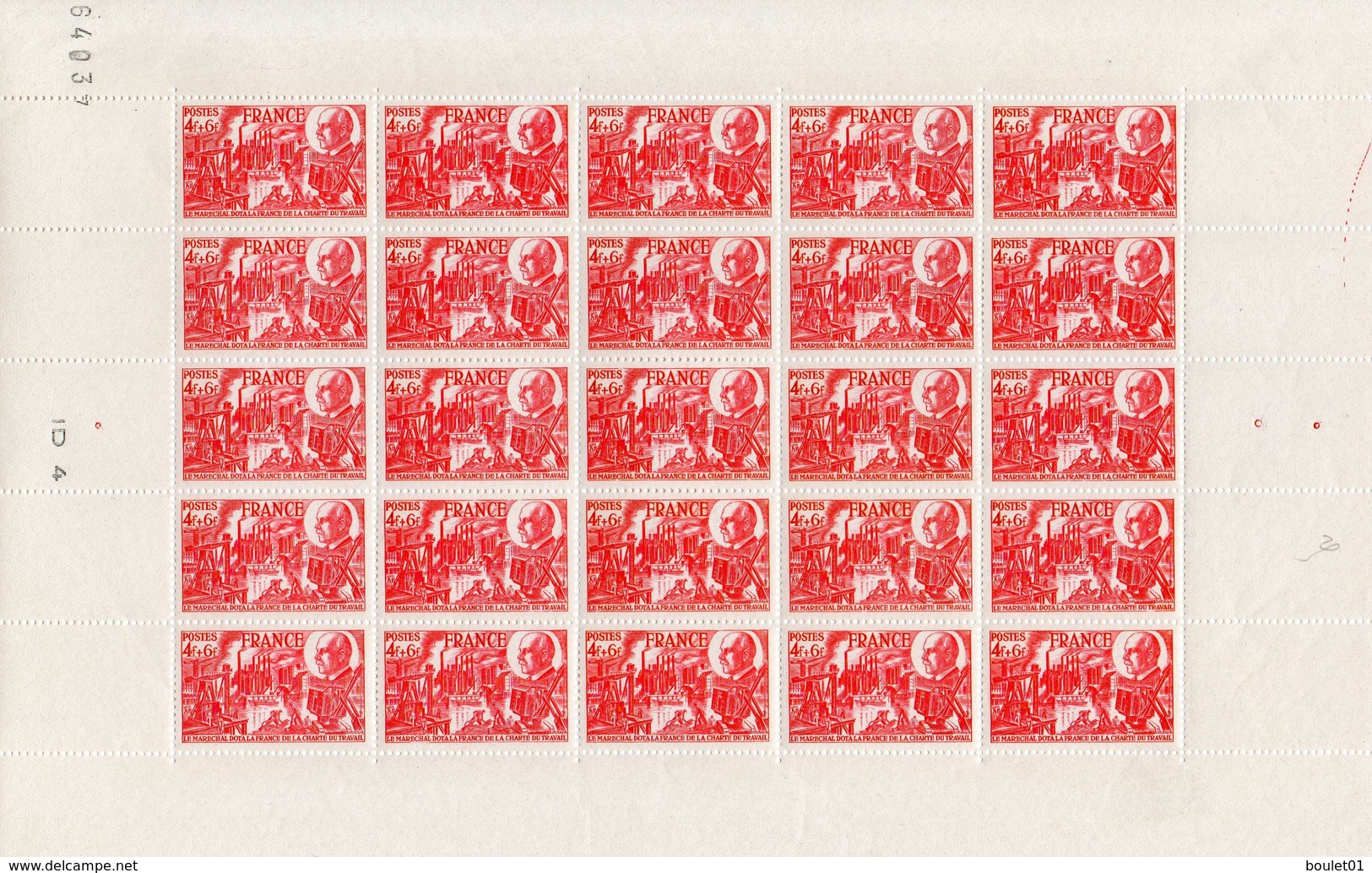 Feuille De 25 Timbres N°608 Pour Un Cote De 20 Euros (voir Le Scan) - Fogli Completi