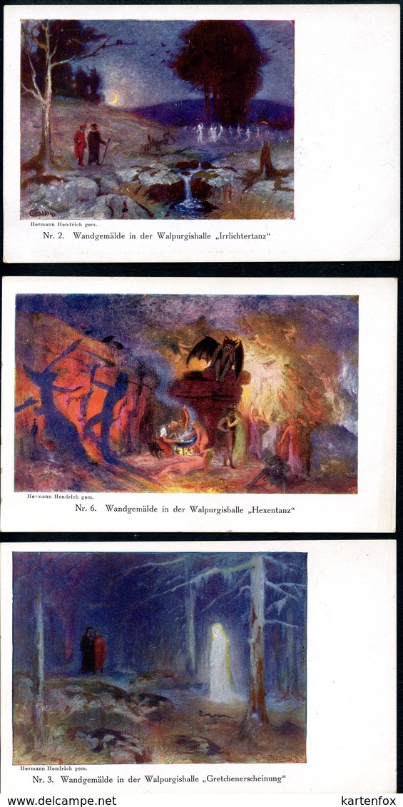 Walpurgisnacht, Walpurgishalle, 6 Stk., Pinx H. Hendrich, Goethe - Sonstige & Ohne Zuordnung