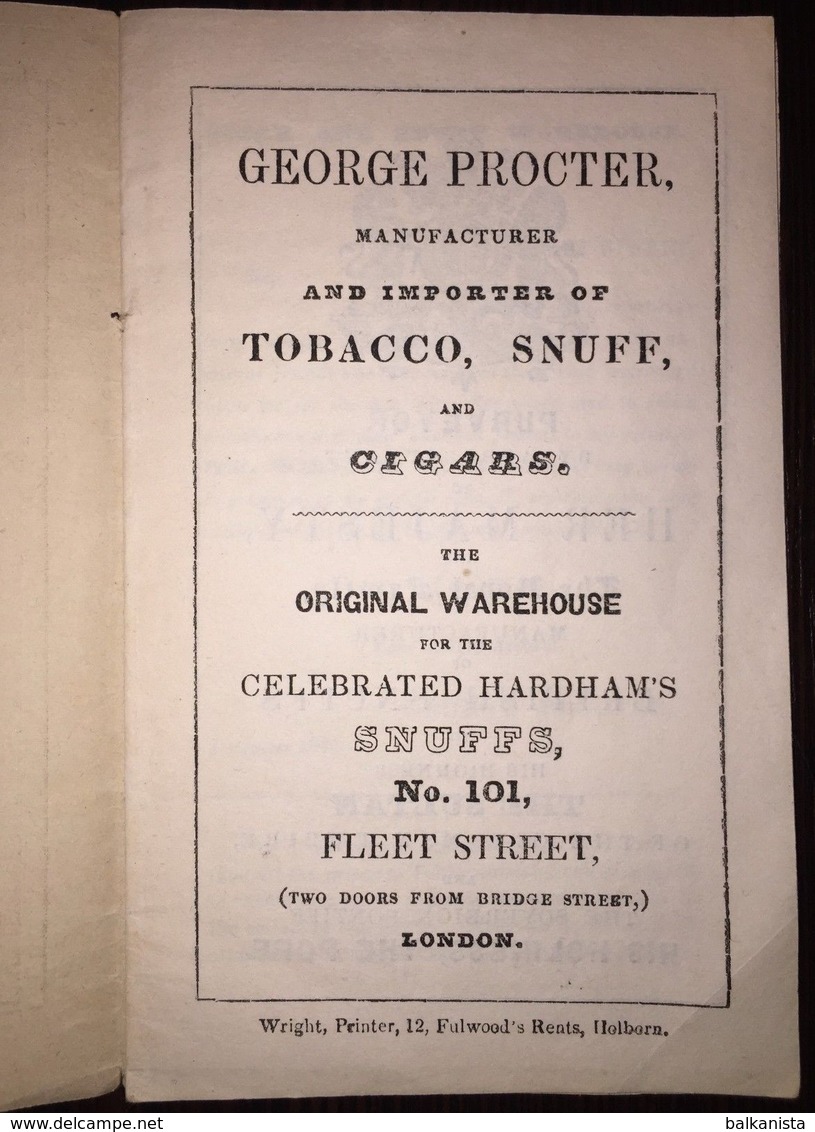 Royal Family Ottoman Sultan The Pope - George Procter Tobacco Snuff Cigars 1844 - Books