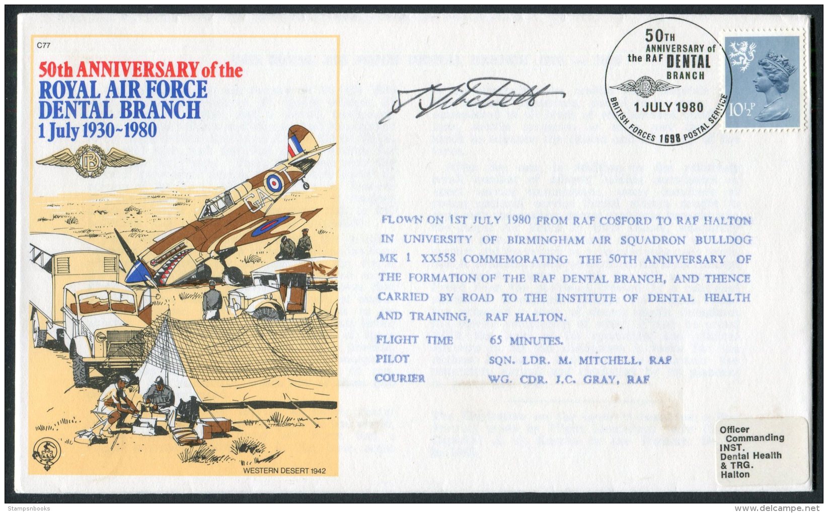 1980 GB RAF Halton Dental Branch BFPS Signed Flight Cover. - Covers & Documents