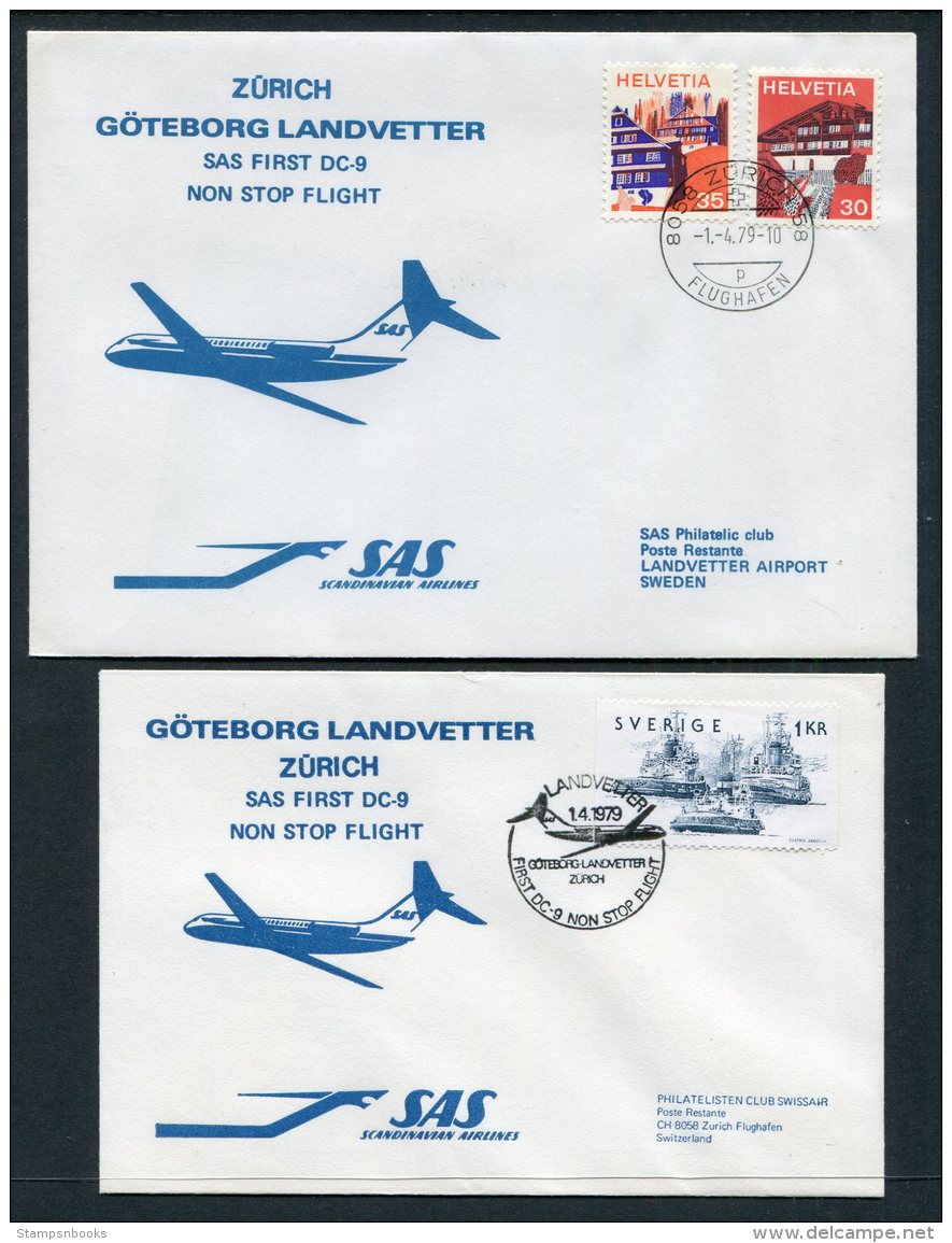 1979 Switzerland Sweden SAS First Flight Covers (2) Zurich / Gothenburg - First Flight Covers