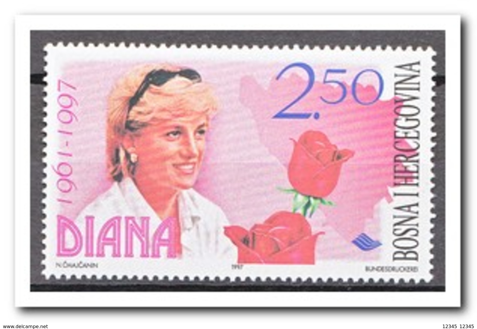 BosnIë Herzegovina 1997, Postfris MNH, Diana, Flowers, Rose - Bosnië En Herzegovina
