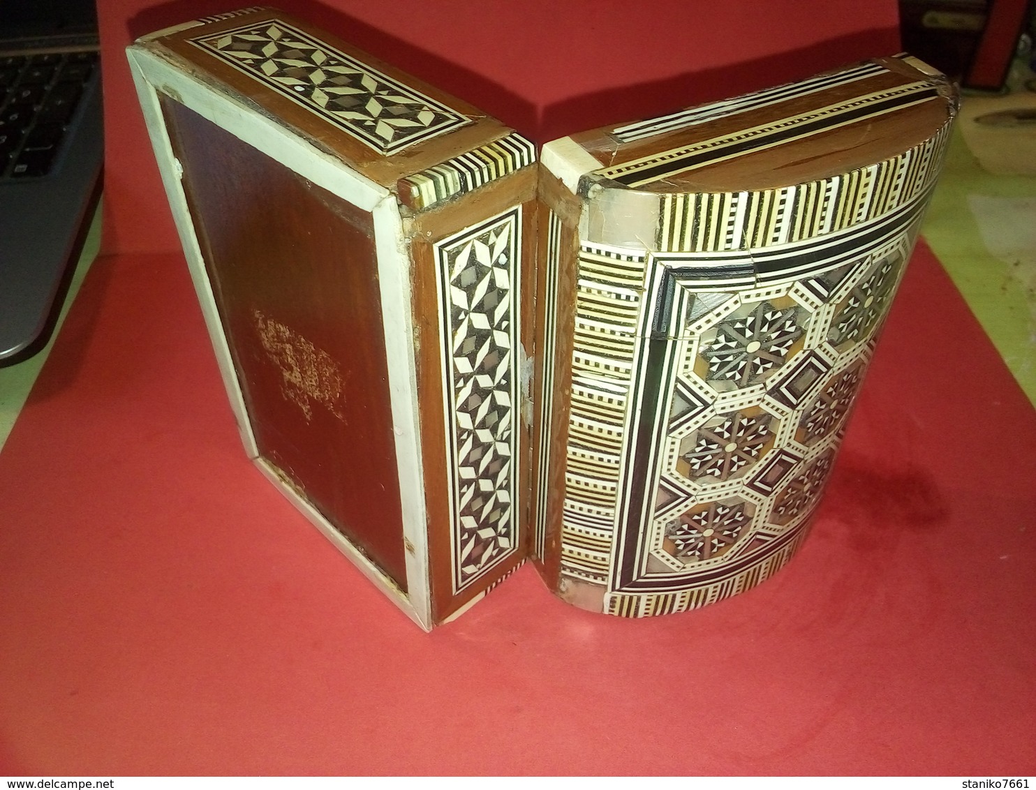 JOLIE BOITE à BIJOUX ARTISANALE MAROCAINE ?  EN BOIS TRÈS BELLE MARQUETERIE NACRE - Boxes