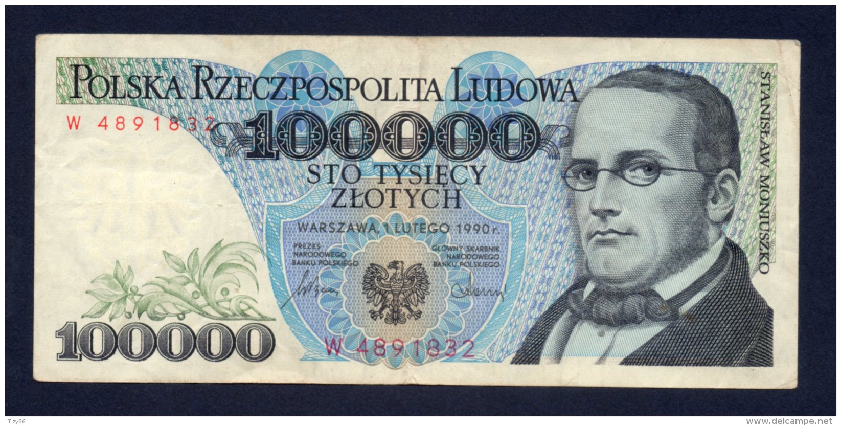 Banconota Polonia 100.000 Zlotych 1/2/90 Circolata - Polonia