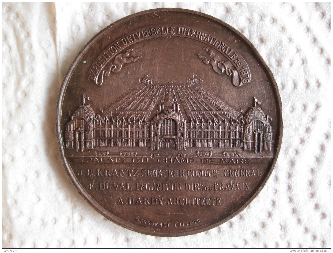 Médaille Exposition Universelle  Internationle  1878 Champs De Mars, Palais Du Trocadéro, Par Massonnet - Andere & Zonder Classificatie