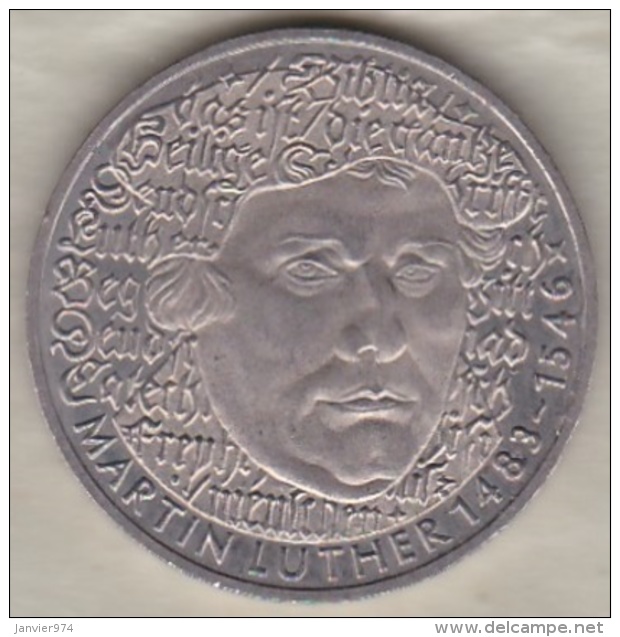 5 Mark 1988 G (Karlsruhe) Martin Luther , Cupro Nikel , KM# 159 - 5 Marchi