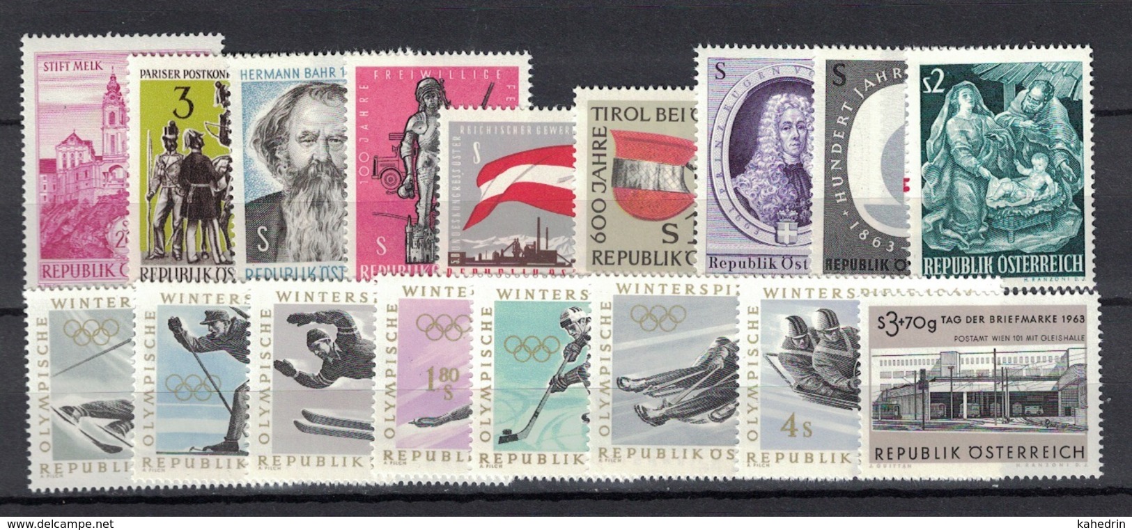 Österreich / Austria 1963, Complete Year, Komplette Jahrausgabe **, MNH - Ungebraucht