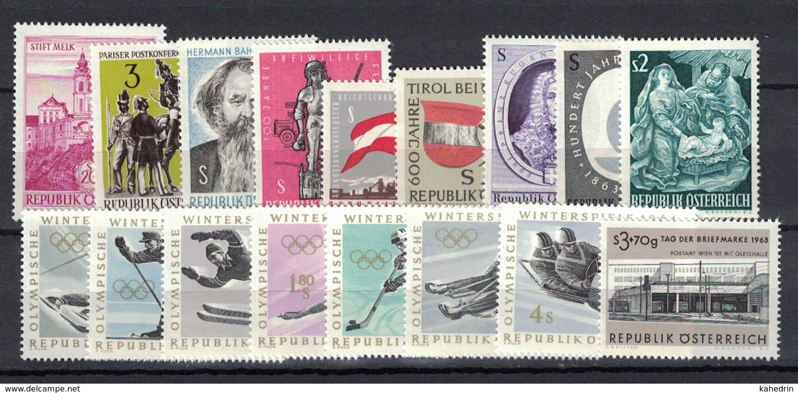 Österreich / Austria 1963, Complete Year, Komplette Jahrausgabe **, MNH - Ungebraucht