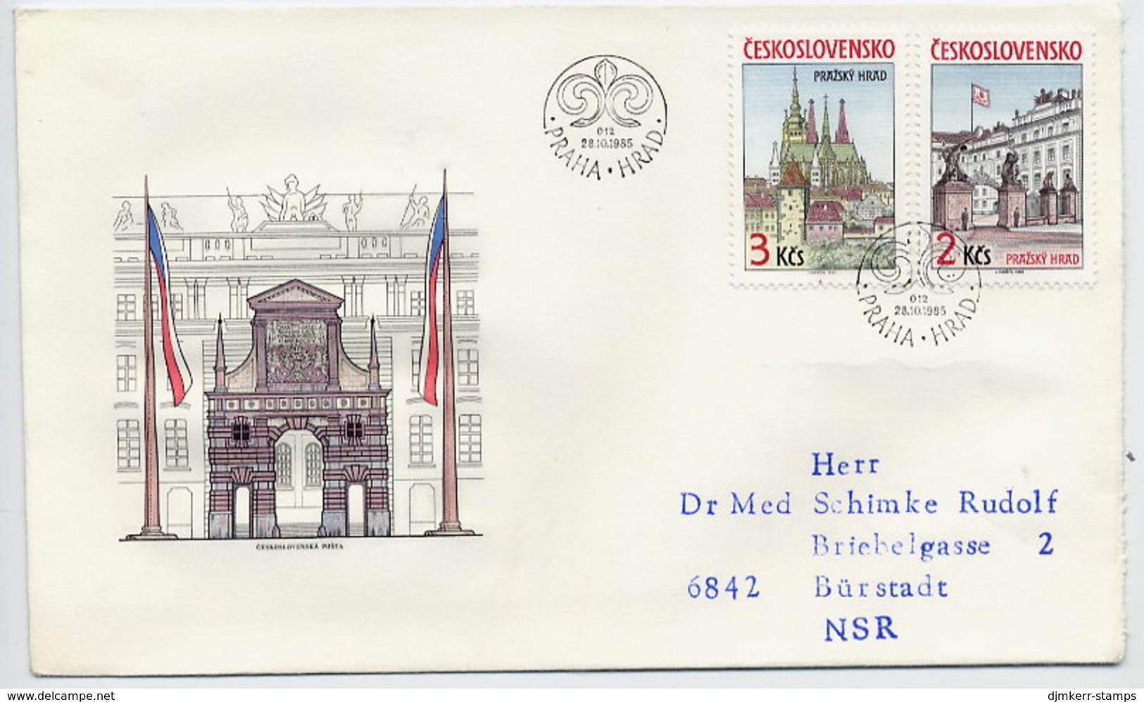 CZECHSLOVAKIA 1985 Prague Castle On  FDC.  Michel 2834-35 - FDC