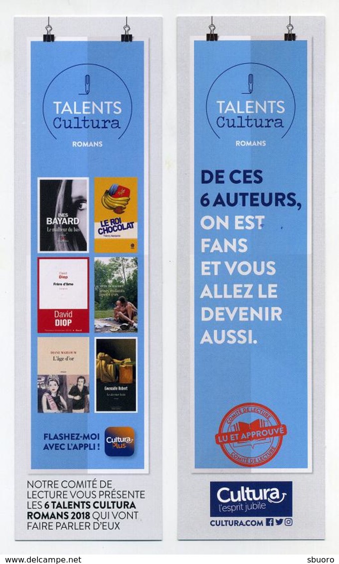 Marque-page - Talents Cultura Romans - De Ces 6 Auteurs On Est Fan Et Vous Allez Le Devenir Aussi - 2018 - Bookmarks