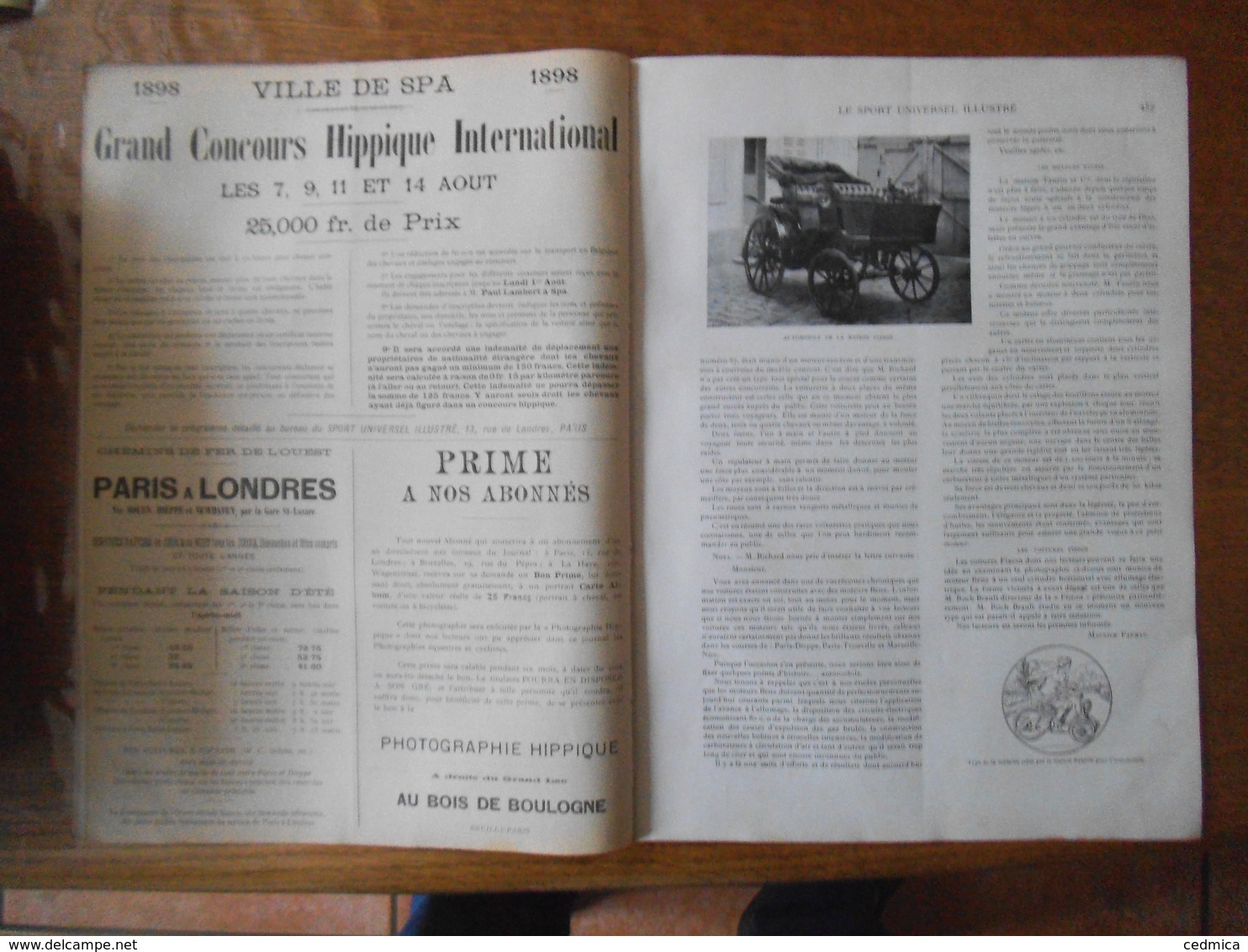 LE SPORT UNIVERSEL ILLUSTRE DU 16 AVRIL 1898 HIPPODROME DE COMPIEGNE,NEUILLY-LEVALLOIS,FIELDS TRIALS DE CUTS ET DU BOULL