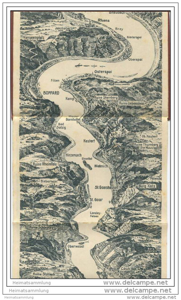 Rheinlauf Von Köln Bis Mainz 1916 - 17cm X 95cm - Beidseitig Bedruckt - Verlag H. Siegenhar Cöln - Renania-del-Nord-Westfalia