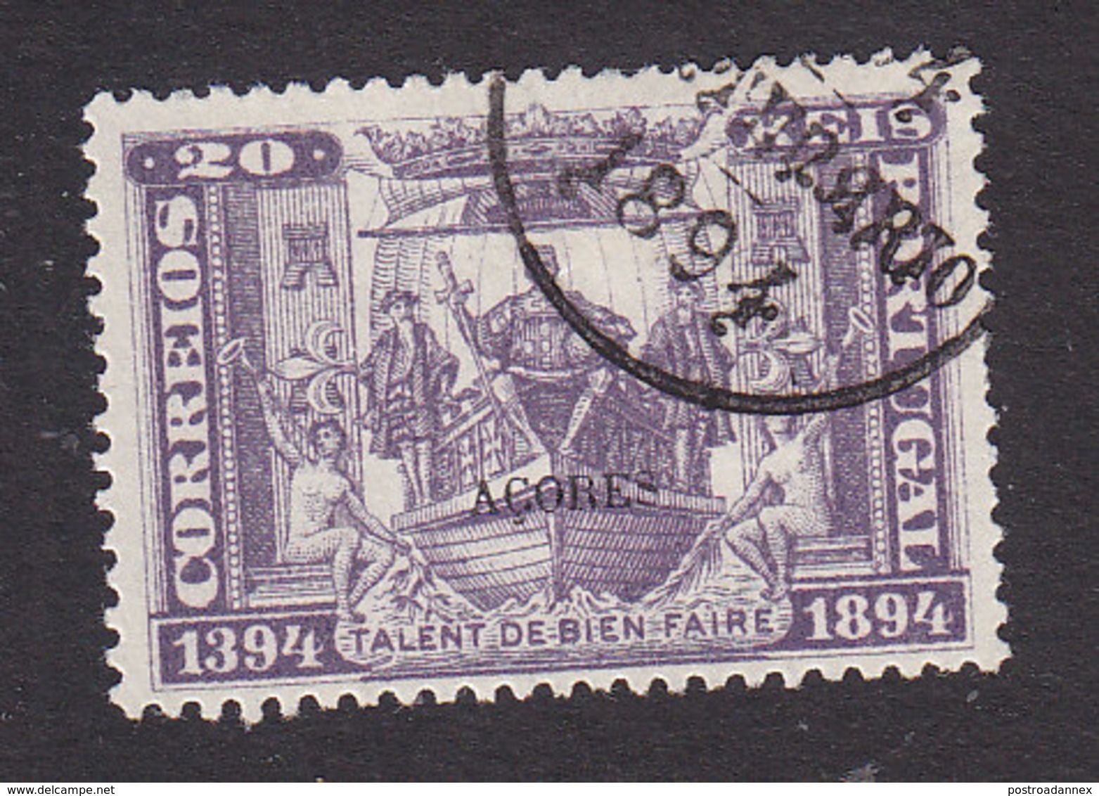Azores, Scott #68, Used, Prince Henry On His Ship Overprinted, Issued 1894 - Azores