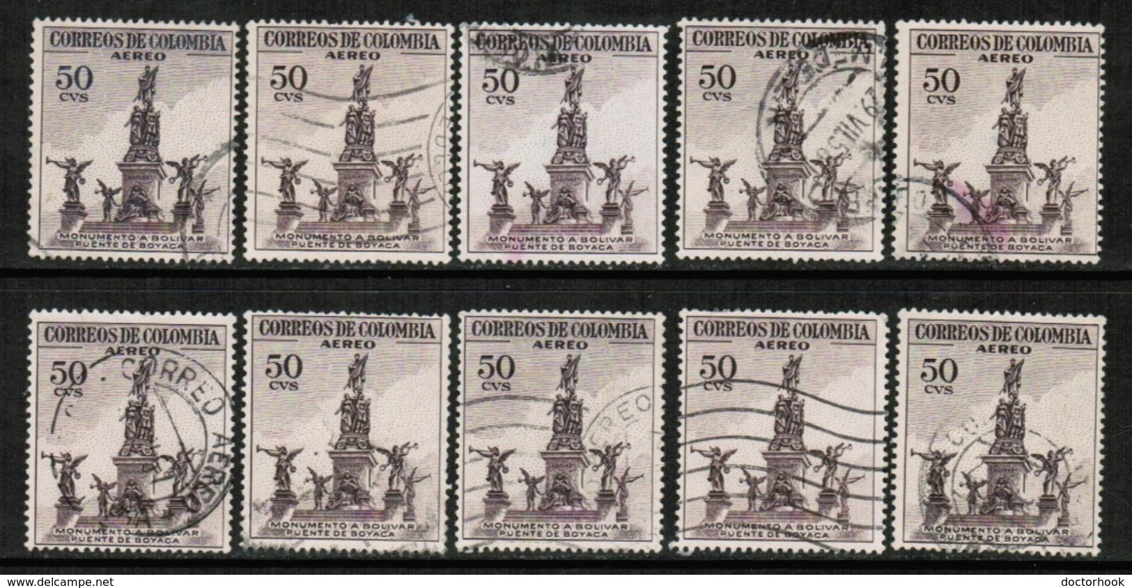 COLOMBIA   Scott # C 246 USED WHOLESALE LOT OF 10 (WH-195) - Vrac (max 999 Timbres)
