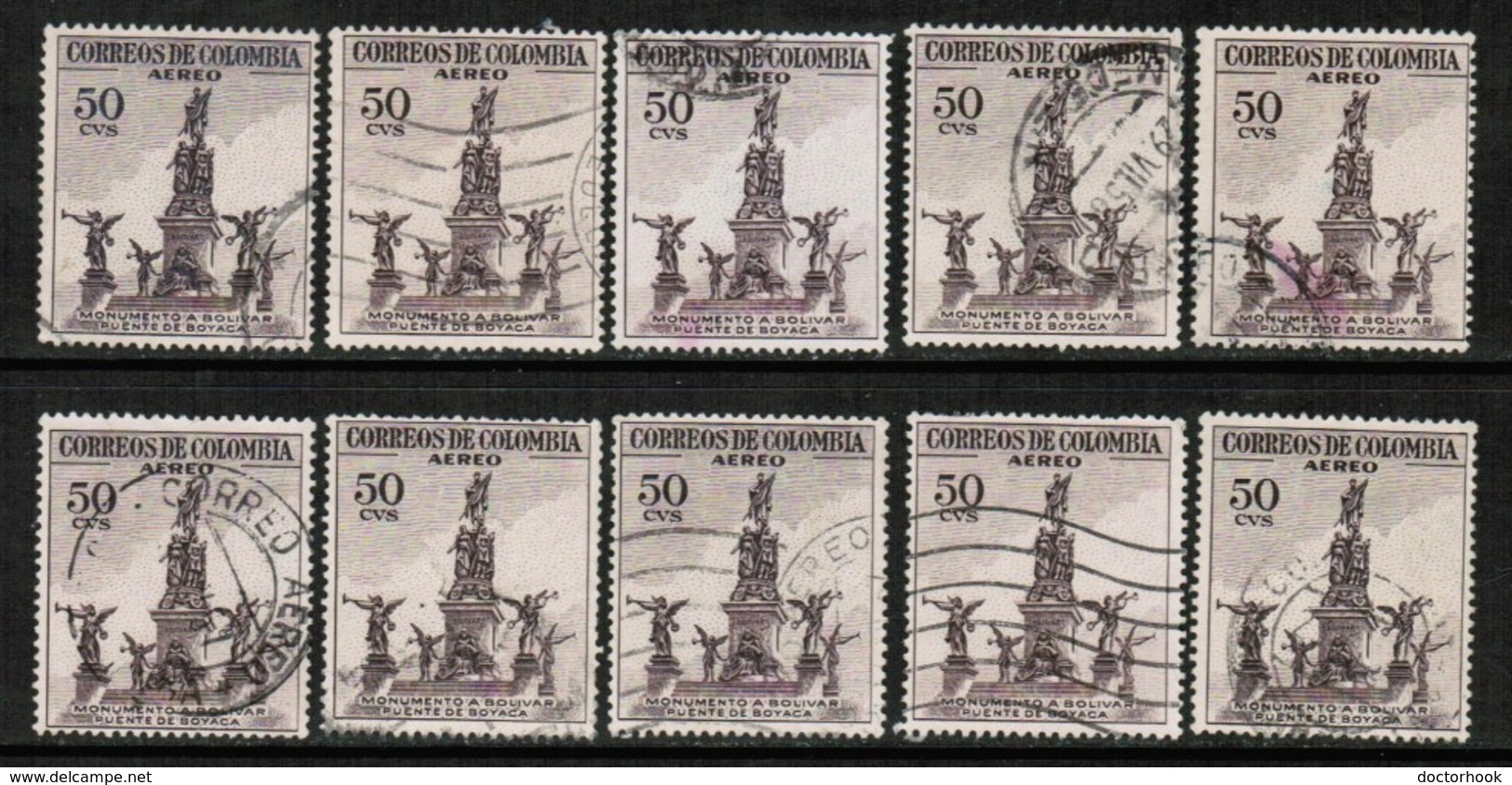 COLOMBIA   Scott # C 246 USED WHOLESALE LOT OF 10 (WH-195) - Kilowaar (max. 999 Zegels)