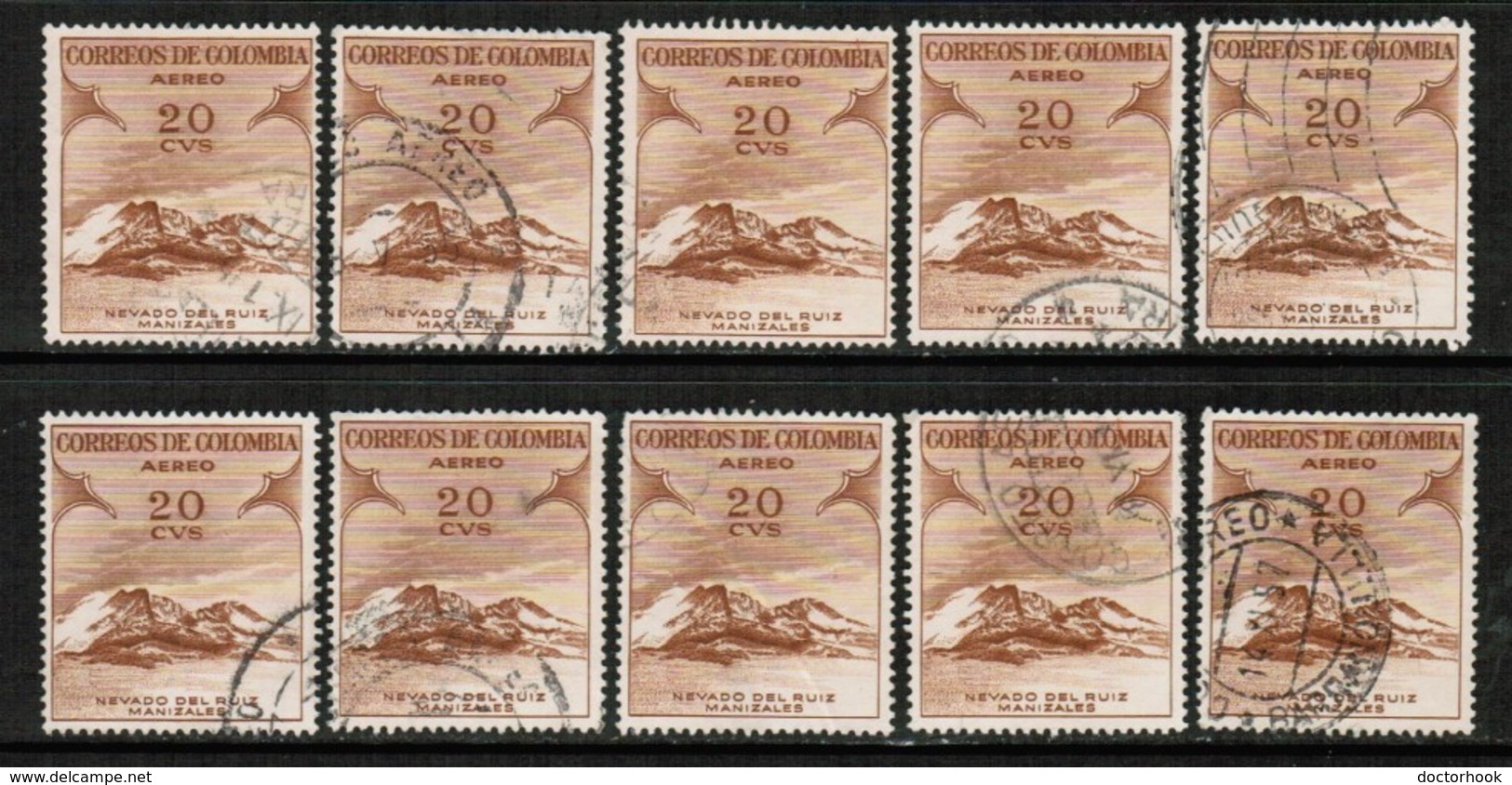 COLOMBIA   Scott # C 243 USED WHOLESALE LOT OF 10 (WH-196) - Vrac (max 999 Timbres)