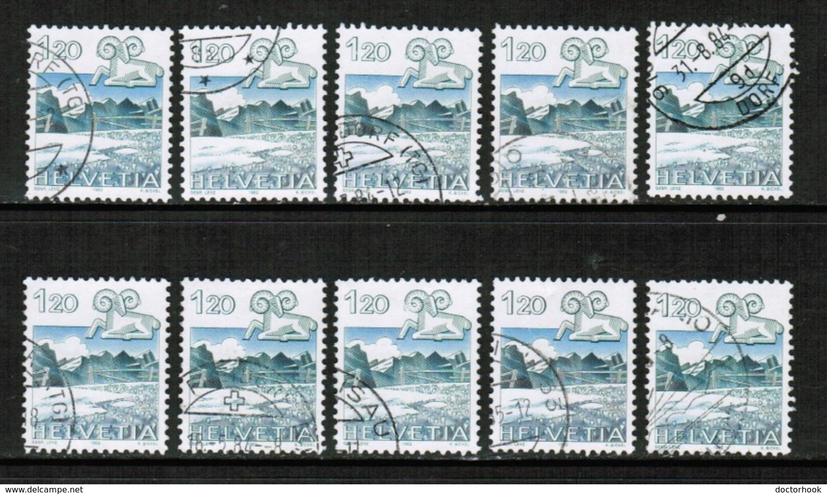 SWITZERLAND   Scott # 719 USED WHOLESALE LOT OF 10 (WH-202) - Lots & Kiloware (mixtures) - Max. 999 Stamps