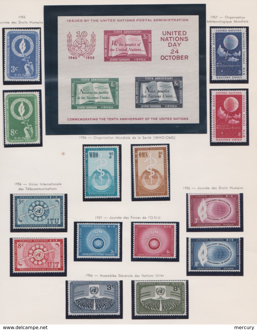 NATIONS-UNIES - Bonne Collection Quasi Complète De 1951 à 1971 Neuve LUXE + Quelques Genève - 18 Scans - Collections, Lots & Séries