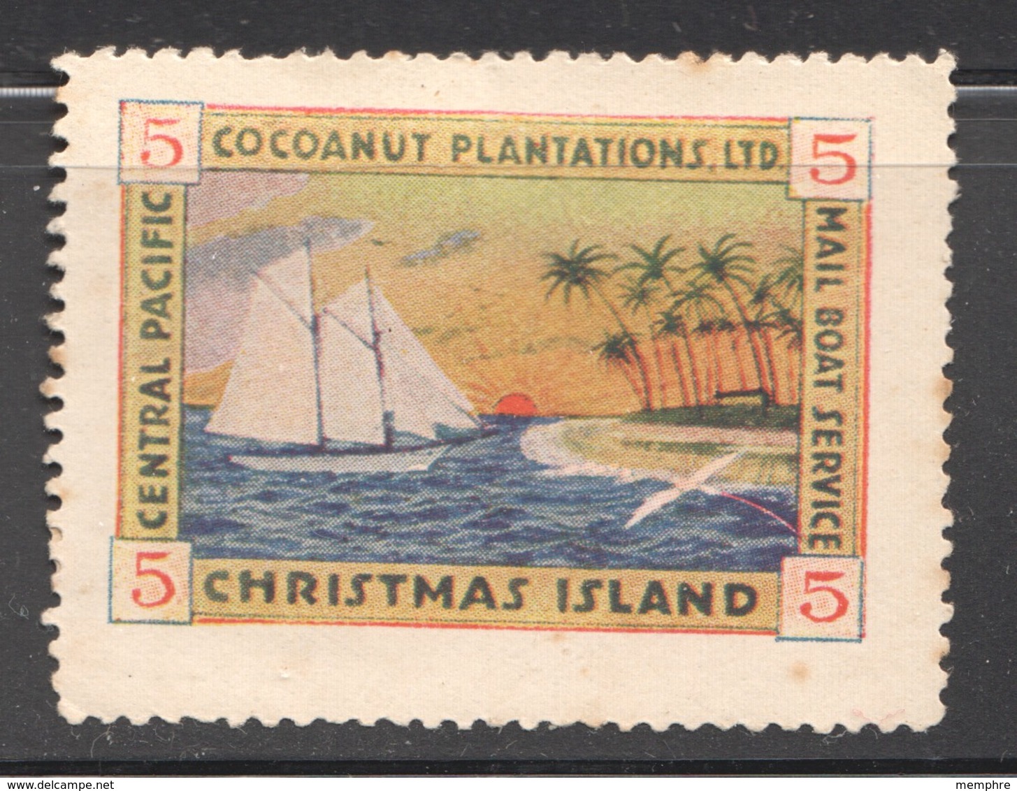 5 Cents  Cocoanut Plantations Ltd -  First Printing 1916 Perf 12½   Some Foxing - Christmas Island