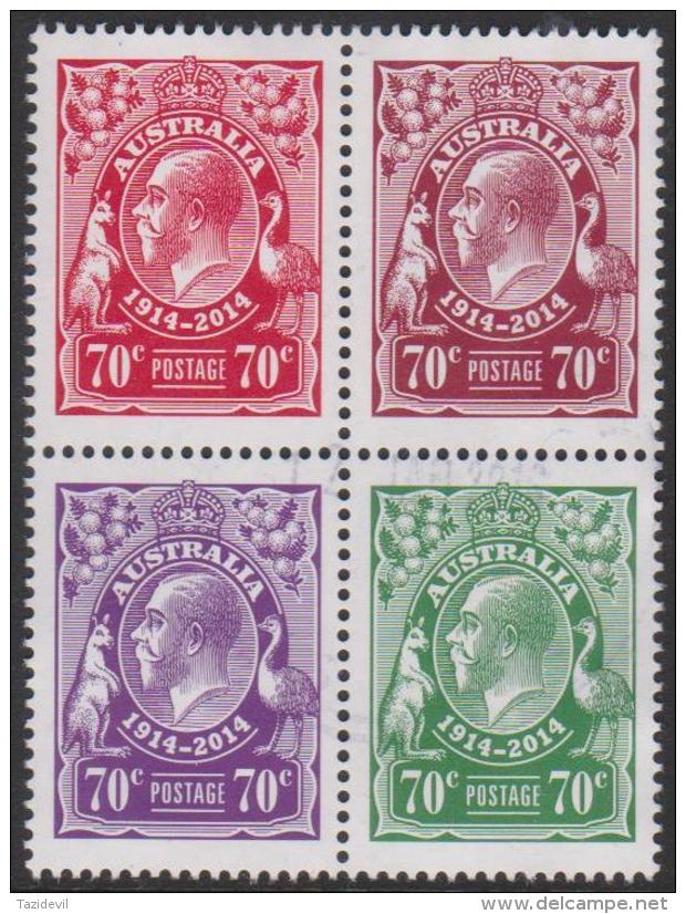 AUSTRALIA - USED 2014 70c Centenary Of King George V Stamp Issue, Block Of Four - Used Stamps