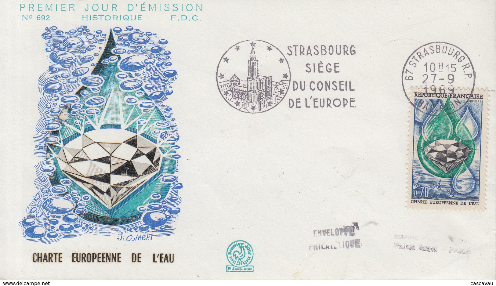 Enveloppe  FDC  Flamme  1er  Jour   Charte  Européenne  De  L' Eau   STRASBOURG   1969 - 1960-1969