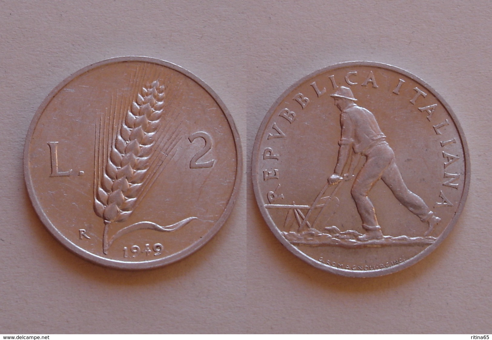 RARA !!! 2 LIRE 1949 " SPIGA " !!! RARA - 2 Lire