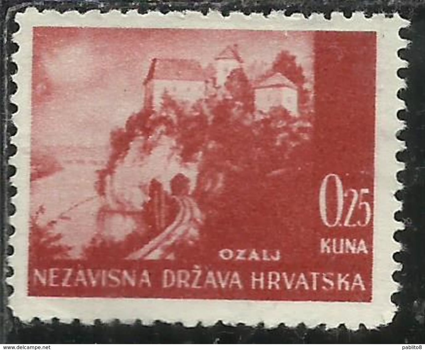 HRVATSKA CROATIA CROAZIA 1941 1942 CASTLES CASTELLI OZALJ CASTLE CASTELLO 25b MNH - Croatia