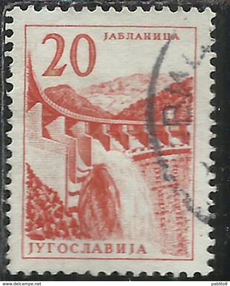 JUGOSLAVIA YUGOSLAVIA 1959 PERF 12 1/2 Jabtanica Hydroelectric Works DAM DIGA 20d USATO USED OBLITERE - Usati